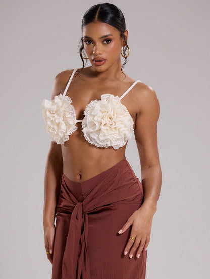 Top Cropped Flower White